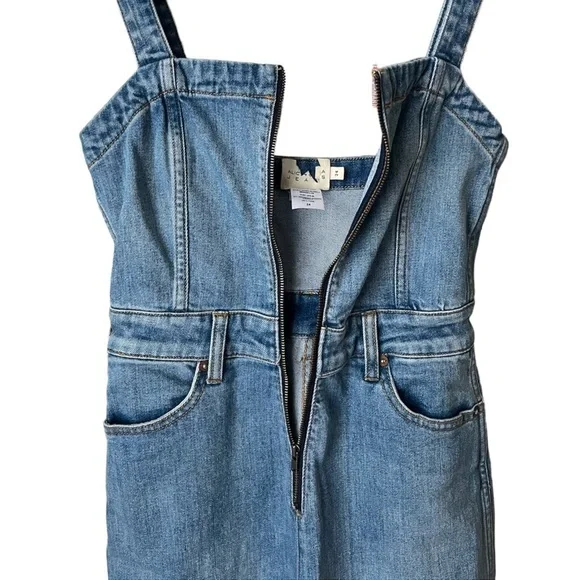 Alice + Olivia Size 24 Gorgeous Gaucho Love Me Denim Cropped Wide Leg Jumpsuit - Picture 6 of 10